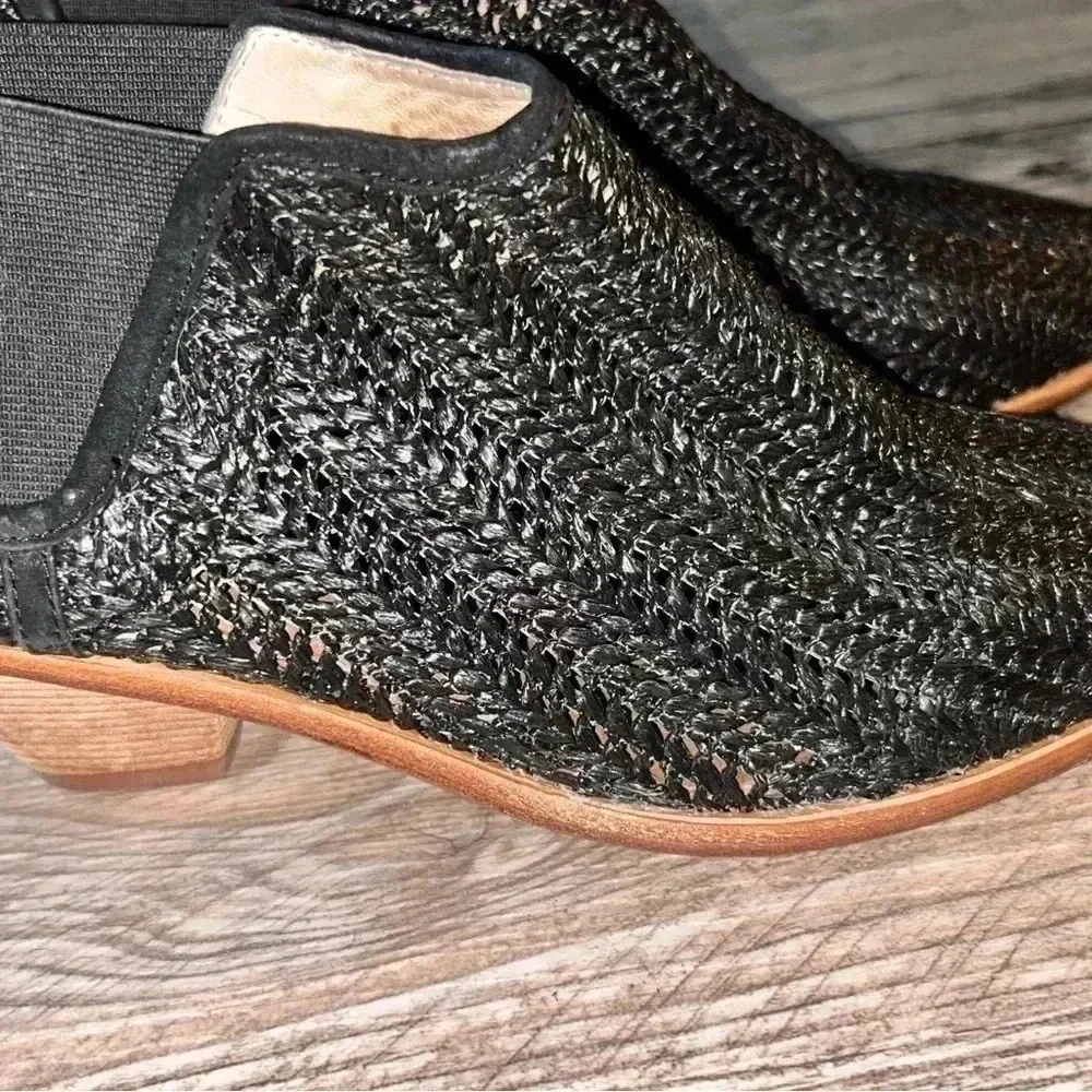 MATT BERNSON Women's Onyx Raffia Marlow Booties, Black, Size 8.5